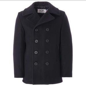 Schott NYC US 740 Wool Pea Coat XL Navy